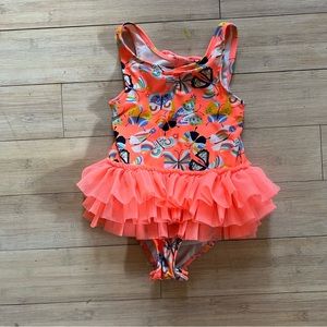 4T Girls Butterfly Bathing Suit with Built-In Tutu